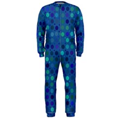 Blue Polka Dots Pattern Onepiece Jumpsuit (men)  by SpinnyChairDesigns