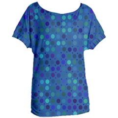 Blue Polka Dots Pattern Women s Oversized Tee by SpinnyChairDesigns