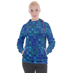 Blue Polka Dots Pattern Women s Hooded Pullover