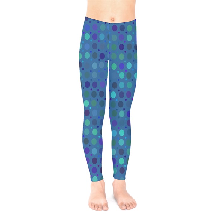 Blue Polka Dots Pattern Kids  Leggings