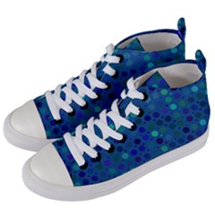 Blue Polka Dots Pattern Women s Mid-top Canvas Sneakers by SpinnyChairDesigns