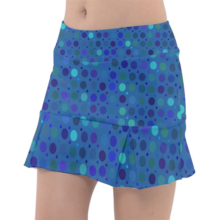 Blue Polka Dots Pattern Tennis Skorts