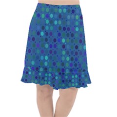 Blue Polka Dots Pattern Fishtail Chiffon Skirt by SpinnyChairDesigns