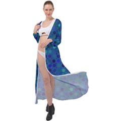 Blue Polka Dots Pattern Maxi Chiffon Beach Wrap by SpinnyChairDesigns