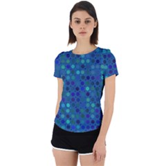 Blue Polka Dots Pattern Back Cut Out Sport Tee