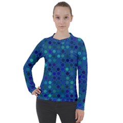 Blue Polka Dots Pattern Women s Pique Long Sleeve Tee