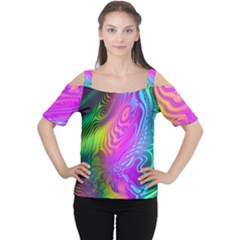 Psychedelic Swirl Trippy Abstract Art Cutout Shoulder Tee