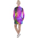 Psychedelic Swirl Trippy Abstract Art Women s Long Sleeve Casual Dress View2