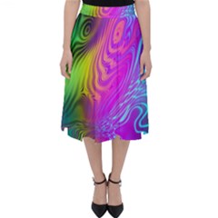 Psychedelic Swirl Trippy Abstract Art Classic Midi Skirt by SpinnyChairDesigns