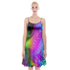 Psychedelic Swirl Trippy Abstract Art Spaghetti Strap Velvet Dress by SpinnyChairDesigns