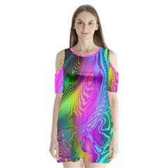 Psychedelic Swirl Trippy Abstract Art Shoulder Cutout Velvet One Piece by SpinnyChairDesigns