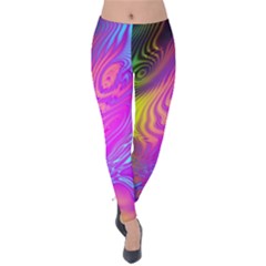 Psychedelic Swirl Trippy Abstract Art Velvet Leggings by SpinnyChairDesigns