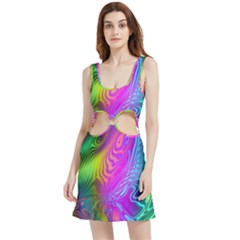 Psychedelic Swirl Trippy Abstract Art Velvet Cutout Dress