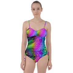 Psychedelic Swirl Trippy Abstract Art Sweetheart Tankini Set by SpinnyChairDesigns