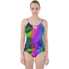 Psychedelic Swirl Trippy Abstract Art Cut Out Top Tankini Set by SpinnyChairDesigns