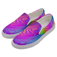 Psychedelic Swirl Trippy Abstract Art Men s Canvas Slip Ons by SpinnyChairDesigns