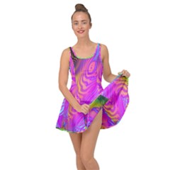 Psychedelic Swirl Trippy Abstract Art Inside Out Casual Dress by SpinnyChairDesigns