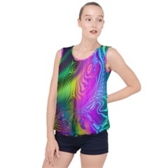 Psychedelic Swirl Trippy Abstract Art Bubble Hem Chiffon Tank Top by SpinnyChairDesigns