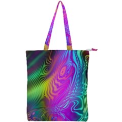 Psychedelic Swirl Trippy Abstract Art Double Zip Up Tote Bag by SpinnyChairDesigns