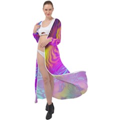 Psychedelic Swirl Trippy Abstract Art Maxi Chiffon Beach Wrap by SpinnyChairDesigns