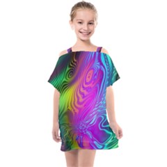 Psychedelic Swirl Trippy Abstract Art Kids  One Piece Chiffon Dress by SpinnyChairDesigns