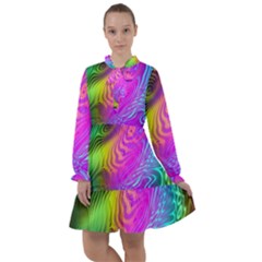 Psychedelic Swirl Trippy Abstract Art All Frills Chiffon Dress by SpinnyChairDesigns