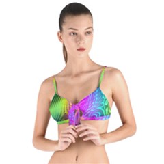 Psychedelic Swirl Trippy Abstract Art Tie Up Cut Bikini Top by SpinnyChairDesigns