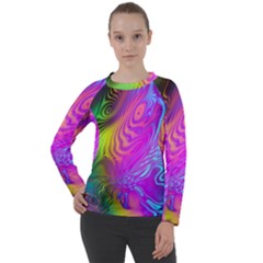 Psychedelic Swirl Trippy Abstract Art Women s Long Sleeve Raglan Tee