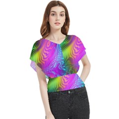 Psychedelic Swirl Trippy Abstract Art Butterfly Chiffon Blouse