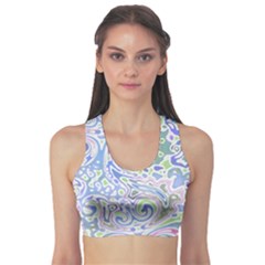 Colorful Pastel Floral Swirl Watercolor Pattern Sports Bra by SpinnyChairDesigns