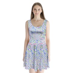 Colorful Pastel Floral Swirl Watercolor Pattern Split Back Mini Dress  by SpinnyChairDesigns