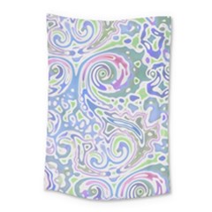 Colorful Pastel Floral Swirl Watercolor Pattern Small Tapestry by SpinnyChairDesigns