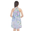 Colorful Pastel Floral Swirl Watercolor Pattern Halter Neckline Chiffon Dress  View2