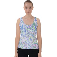 Colorful Pastel Floral Swirl Watercolor Pattern Velvet Tank Top by SpinnyChairDesigns