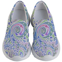 Colorful Pastel Floral Swirl Watercolor Pattern Kids Lightweight Slip Ons by SpinnyChairDesigns