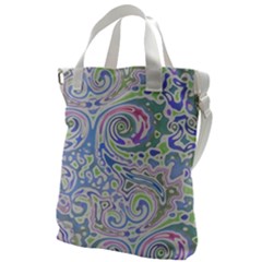 Colorful Pastel Floral Swirl Watercolor Pattern Canvas Messenger Bag by SpinnyChairDesigns