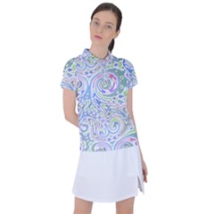 Colorful Pastel Floral Swirl Watercolor Pattern Women s Polo Tee