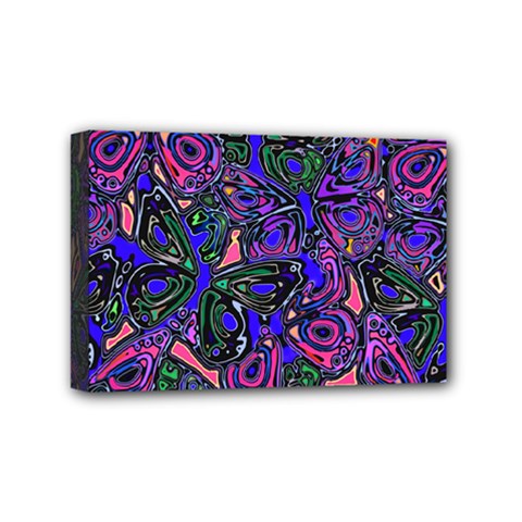 Purple Abstract Butterfly Pattern Mini Canvas 6  X 4  (stretched) by SpinnyChairDesigns