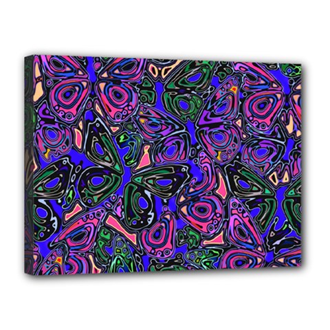 Purple Abstract Butterfly Pattern Canvas 16  X 12  (stretched) by SpinnyChairDesigns