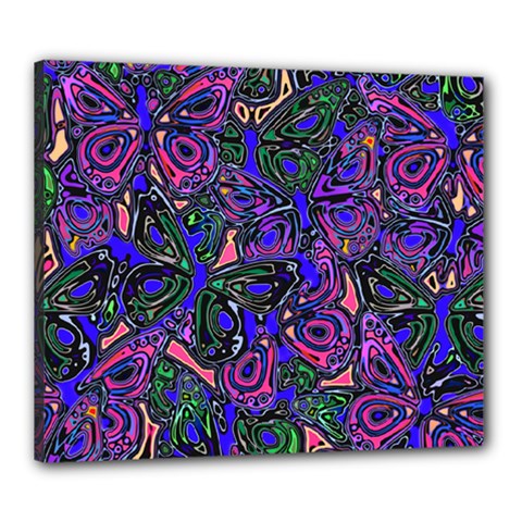 Purple Abstract Butterfly Pattern Canvas 24  X 20  (stretched) by SpinnyChairDesigns