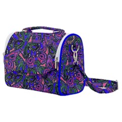 Purple Abstract Butterfly Pattern Satchel Shoulder Bag by SpinnyChairDesigns