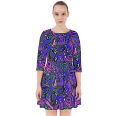 Purple Abstract Butterfly Pattern Smock Dress by SpinnyChairDesigns