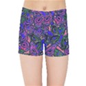 Purple Abstract Butterfly Pattern Kids  Sports Shorts View1