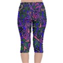 Purple Abstract Butterfly Pattern Velvet Capri Leggings  View2