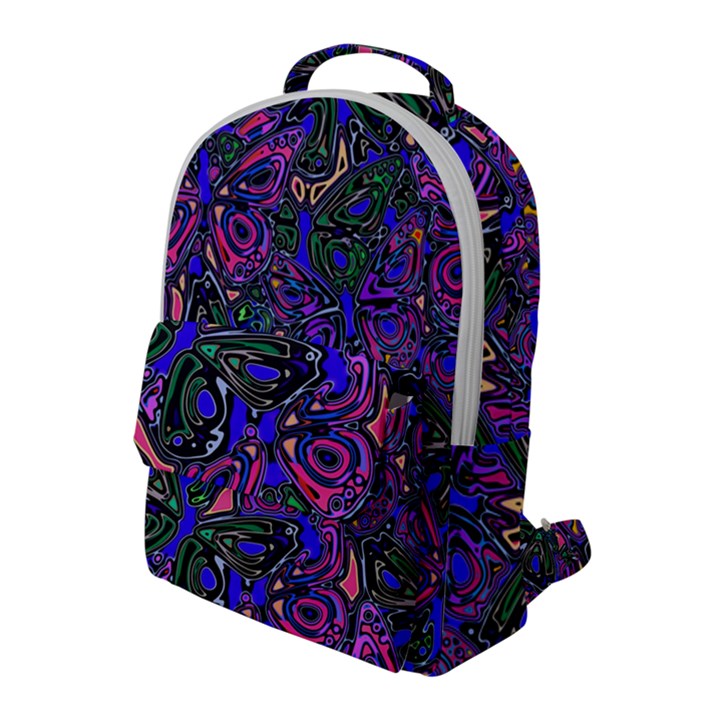 Purple Abstract Butterfly Pattern Flap Pocket Backpack (Large)