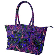 Purple Abstract Butterfly Pattern Canvas Shoulder Bag by SpinnyChairDesigns