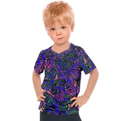 Purple Abstract Butterfly Pattern Kids  Sports Tee