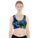 Blue Green Zig Zag Waves Pattern Sports Bra With Pocket View1