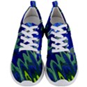 Blue Green Zig Zag Waves Pattern Men s Lightweight Sports Shoes View1