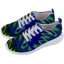 Blue Green Zig Zag Waves Pattern Men s Lightweight Sports Shoes View2